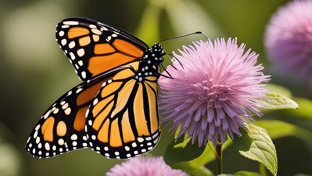 Photo of Monarch butterfly Generative AI.