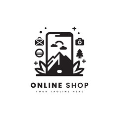 Online shop logo with minimalist style. For marketing logos, sales business logos or online marketing.