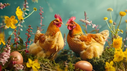 Fotobehang chicken and eggs © Jeanette