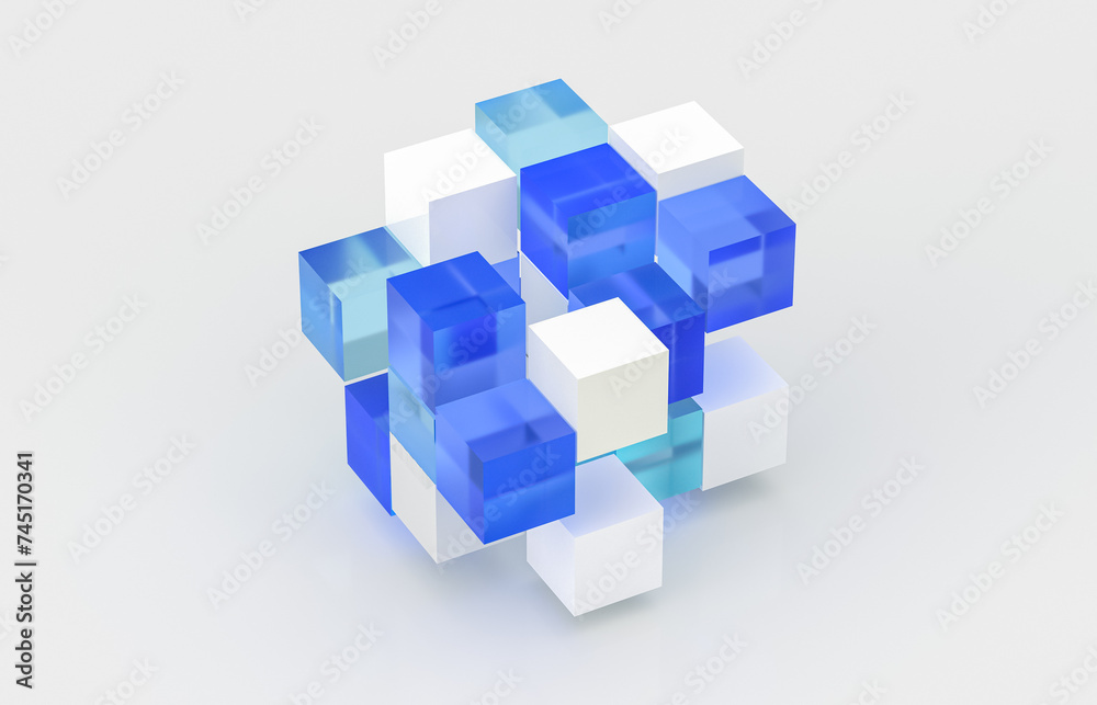 Poster Abstract futuristic innovation business technology background with isometric 3d cube. 3d rendering.