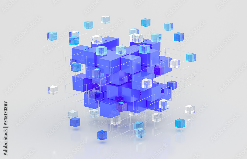 Aufkleber Abstract futuristic innovation business technology background with isometric 3d cube. 3d rendering.