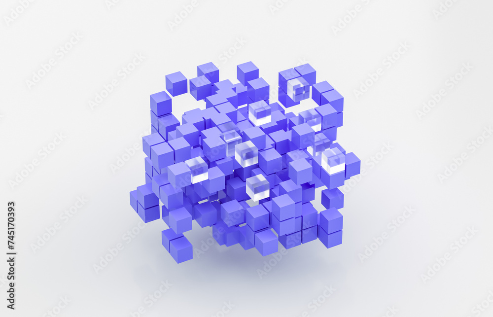 Poster Abstract futuristic innovation business technology background with isometric 3d cube. 3d rendering.