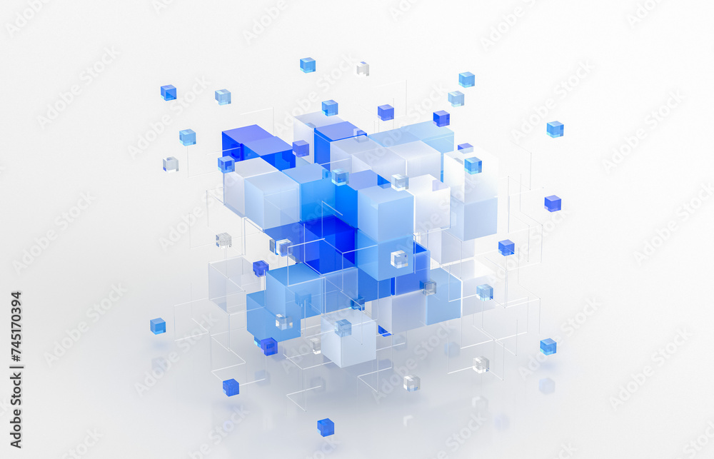 Aufkleber Abstract futuristic innovation business technology background with isometric 3d cube. 3d rendering.