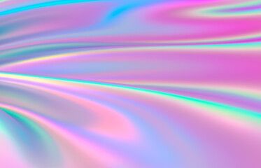 Abstract iridescent holographic cloth background. 3d rendering.