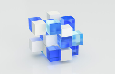 Abstract futuristic innovation business technology background with isometric 3d cube. 3d rendering.