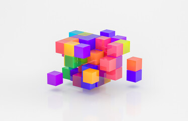 Abstract futuristic innovation business technology background with isometric 3d cube. 3d rendering.