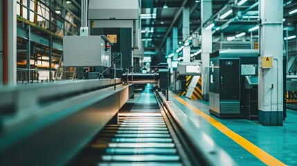 Obraz premium Simple Industrial Innovation, a minimalist shot of a high-tech manufacturing facility with precision machinery. Generative AI.