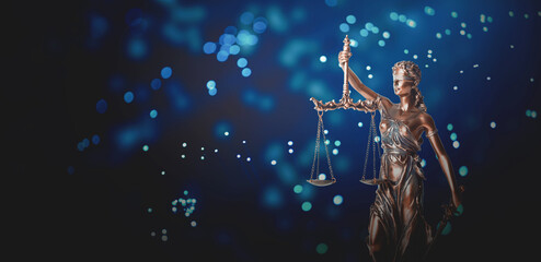 Themis statue, symbol of law and justice - obrazy, fototapety, plakaty