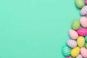 Fototapeta na wymiar Easter eggs concept gift card background