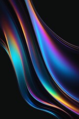 Abstract silky and shiny waves on a dark background, vertical composition