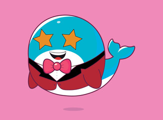 Bitcoin whale, emotions illustration, cartoon, emotes, emojis, cute whale with suit, businessman, for backgrounds