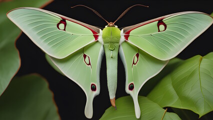 Photo of Luna Moth Generative AI. - obrazy, fototapety, plakaty