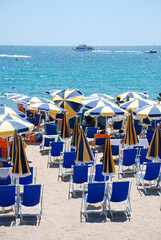 Parasols on the beach in Cannes