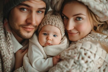 New family new life, parent-child concept. Parents spend time with their newborn