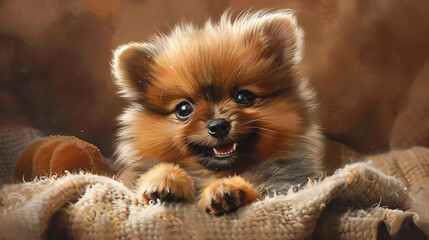Obraz premium the playful charm of a Pomeranian puppy at play. 