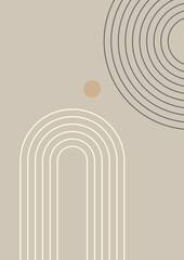 Naklejka premium Minimalistic abstract art with simple lines, simple shapes, pastel shades