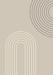 Obraz premium Minimalistic abstract art with simple lines, simple shapes, pastel shades