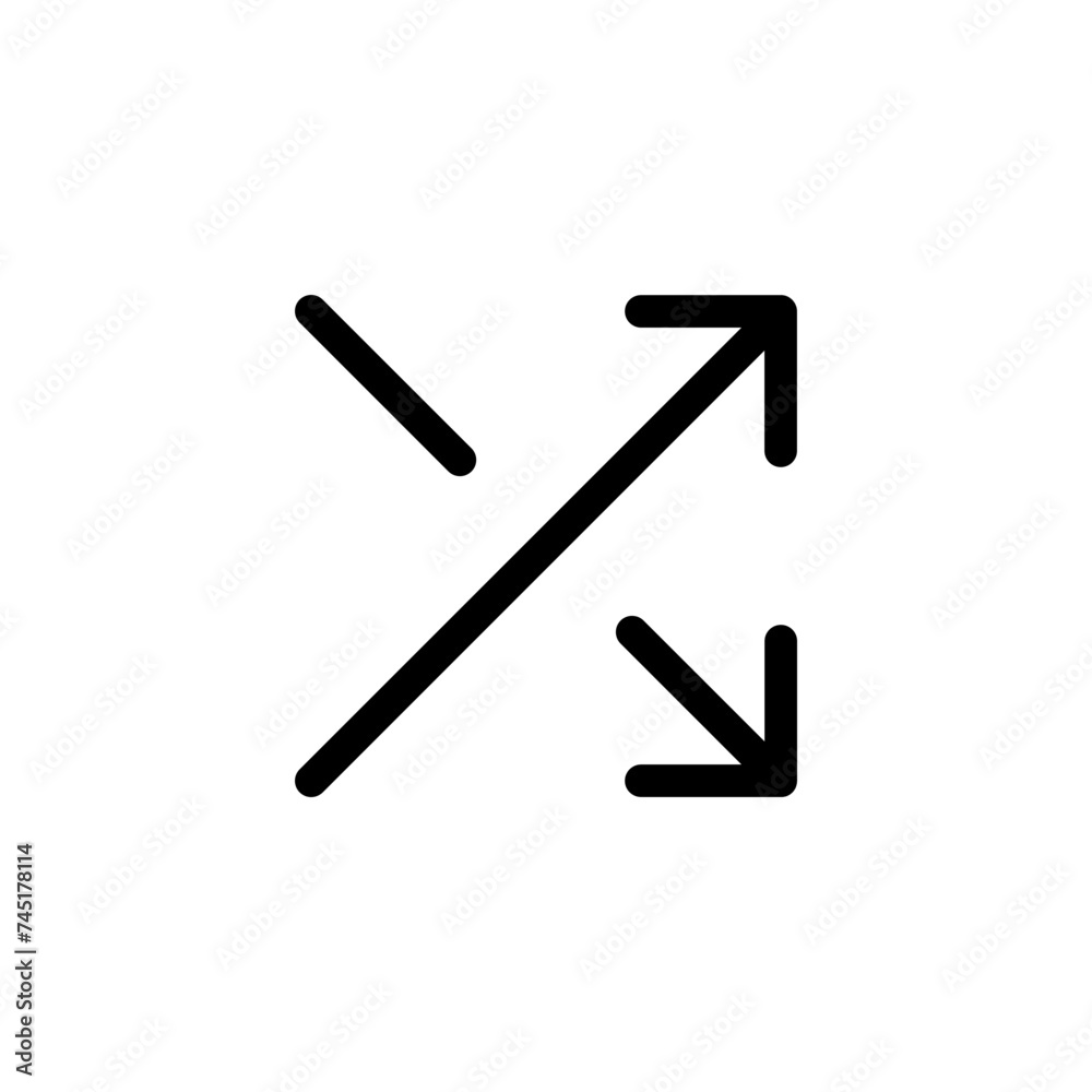 Fototapete shuffle icon, random symbol with two arrow - andomize randomize playlist line outline icon, shufflin