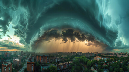 Fototapeta premium The drama of thunderstorms over cityscapes, documentary photography - (2)
