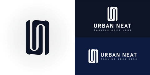 Abstract Initial Letter UN or NU Logo in deep blue color isolated in white background applied for company logo design inspiration also suitable for the brand or company that has the same initial name © Miftakhul