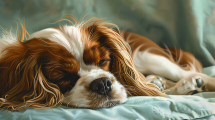 Naklejka premium a Cavalier King Charles Spaniel's coat