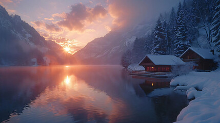 The tranquility of winter mornings, documenting the serene landscapes - (1) - obrazy, fototapety, plakaty