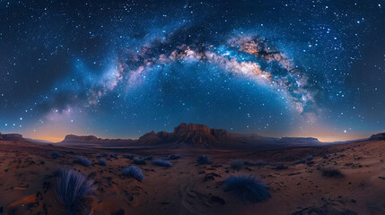 The vast expanse of starry night skies over deserts, documentary capture - (1) - obrazy, fototapety, plakaty