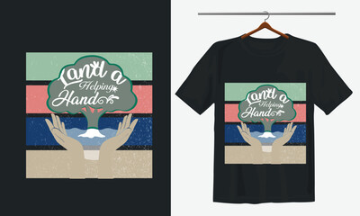 Typography t-shirt design with tree help icon 