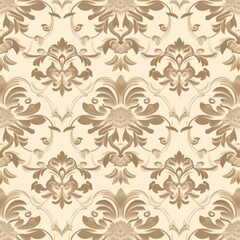 Fototapeta na wymiar A Beige wallpaper with ornate design, in the style of victorian, repeating pattern vector illustration