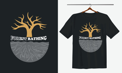Typography t-shirt design tree and waters, vector illustration
