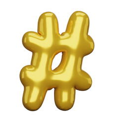 hashtag. symbol. 3D hashtag. Symbol sign. Symbol golden. balloon Symbol.