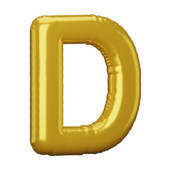 Letter D. 3D letter. letter sign. letter golden. balloon letter.