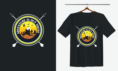summer graphic t-shirt design with mountain , vector illustration