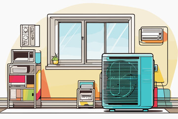 a  air conditioner vector illustration line art