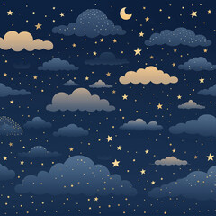 Night sky filled with stars and clouds. Generative AI