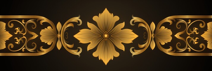 A Gold wallpaper with ornate design, in the style of victorian, repeating pattern vector illustration