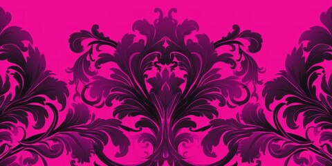 Fototapeta na wymiar A Magenta wallpaper with ornate design, in the style of victorian, repeating pattern vector illustration