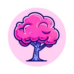 Colorful cartoon pop-art style tree with minimal details