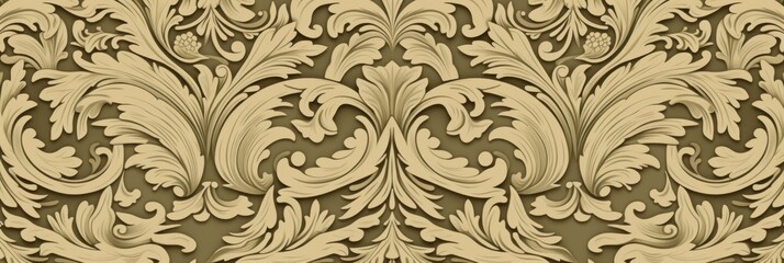A Khaki wallpaper with ornate design, in the style of victorian, repeating pattern vector illustration