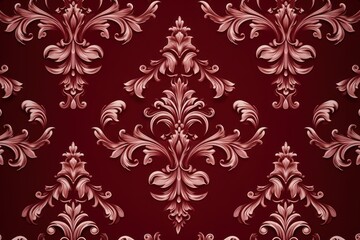 A Maroon wallpaper with ornate design, in the style of victorian, repeating pattern vector illustration