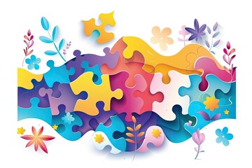 World autism awareness day. Colorful puzzles vector background. autism Symbol, abstract illustration