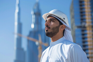 Amidst the towering skyscrapers and ambitious infrastructure projects, Arab engineers and construction workers, adorned in traditional attire, drive innovation and progress forward.