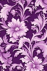 Fototapeta na wymiar A Mauve wallpaper with ornate design, in the style of victorian, repeating pattern vector illustration
