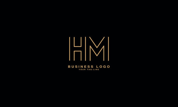 alphabet Letters HM, MH ,  Initials Logo Monogram