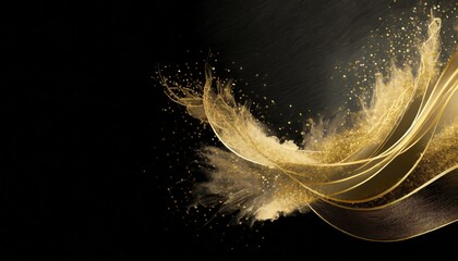 Elegant and luxurious black background with gold dust.