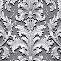 A Silver wallpaper with ornate design, in the style of victorian, repeating pattern vector illustration