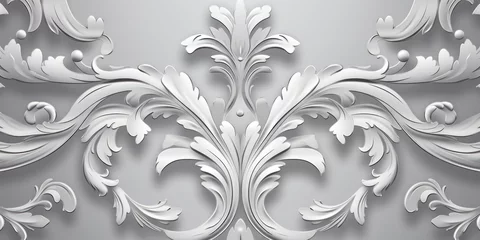 Tuinposter A Silver wallpaper with ornate design, in the style of victorian, repeating pattern vector illustration © Michael