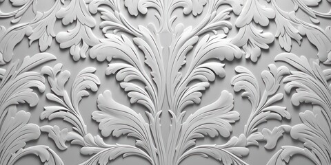 A Silver wallpaper with ornate design, in the style of victorian, repeating pattern vector illustration - obrazy, fototapety, plakaty