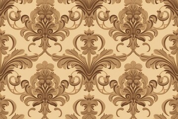A Tan wallpaper with ornate design, in the style of victorian, repeating pattern vector illustration