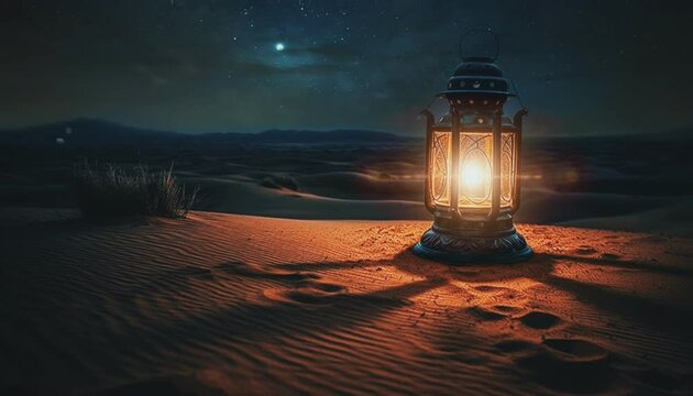 Desert Lantern Amidst Ramadan, Isra Miraj, and Qadr